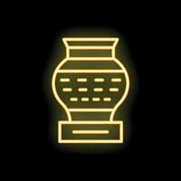 Glowing neon icon of an ancient amphora on black background vector