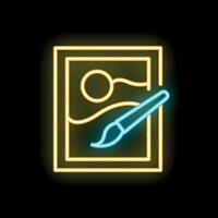 Neon painting sign representing artistic expression and creativity vector