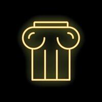 Glowing neon icon of ionic order column on black background vector