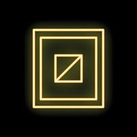 Yellow neon light glowing square shape design on black background vector