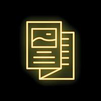 Yellow neon style brochure mockup with blank pages on a black background vector