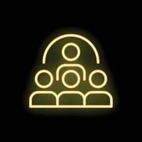 Neon icon of business team with leader leading group of people vector