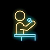 Neon sign of stand up comedian telling jokes on stage vector