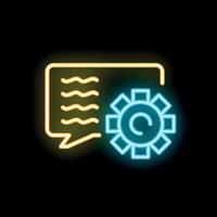Neon icon of chatbot representing artificial intelligence speaking vector