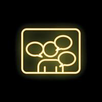 Neon icon of people discussing and sharing ideas in a meeting vector