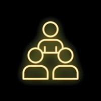 Neon yellow business hierarchy icon on black background vector