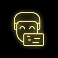 Neon icon of a man wearing vr glasses enjoying virtual reality experience vector