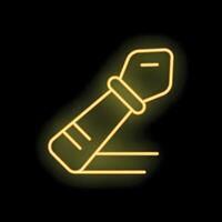 Neon icon of a hand holding chisel engraving woodworking tool vector