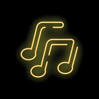 Neon light forming three musical notes symbol on black background vector
