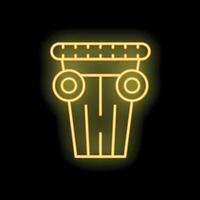 Glowing neon line ancient column icon isolated on black background illustration vector