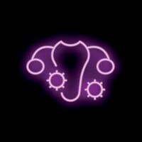 Neon style icon representing virus attacking female reproductive system vector