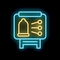 Neon sign showing condom and sperms for sexual education vector