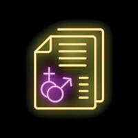 Neon icon of documents for gender equality and tolerance vector