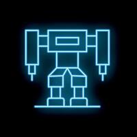 Neon robot standing with arms extended vector