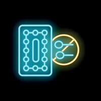 Neon sign representing contraception with blister pack and sperms crossed out vector