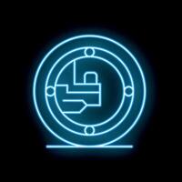 Neon icon of computer processor, cpu, chip, electronic circuit vector