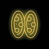 Neon sign representing the concept of cell division with a yellow glow vector