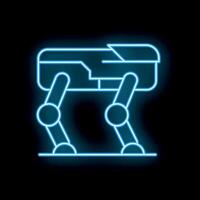 Neon sign of a robot walking on four legs vector