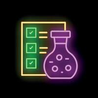 Neon icon style image representing medical analysis being done in laboratory vector