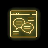 Neon icon of website showing online communication with speech bubbles vector