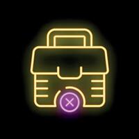 Neon sign showing closed empty toolbox on black background vector