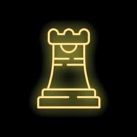 Glowing neon line chess rook figure icon isolated on black background vector