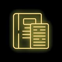 Neon icon of notebook with bookmark showing taking notes concept vector