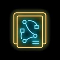 Neon icon of strategy planning on clipboard with points and lines representing connections vector