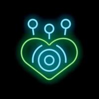 Neon heart with antennas spreading love and connection vector