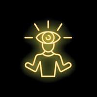 Neon sign of a person with third eye open symbolizing enlightenment vector