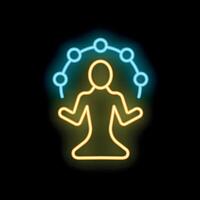 Human figure controlling data flow neon sign concept of artificial intelligence vector
