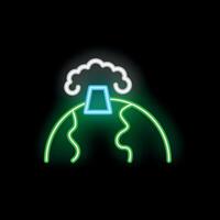 Neon icon of a factory is polluting planet earth with smoke vector