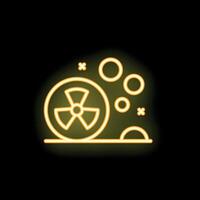 Neon yellow radioactive contamination symbol glowing on black background vector