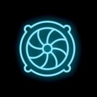 Neon icon of computer cooler cooling fan cpu gpu vector