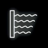 Neon style icon showing three horizontal wavy lines coming out of a vertical line on black background vector