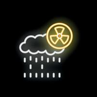 Radioactive neon sign showing cloud with rain bringing death and sickness vector