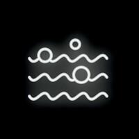 Neon style icon of waves symbolizing ocean, pool, or water park vector