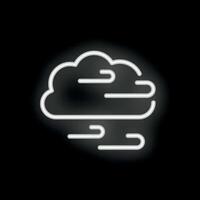 White neon sign showing a windy cloud on a black background vector
