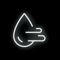 Neon style icon of water droplet moving fast with motion lines vector