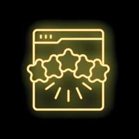 Neon icon of website getting five star feedback rating vector