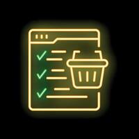 Neon shopping cart icon on website for online shopping spree vector