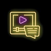 Neon sign showing player with comment section vector