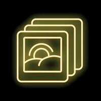 Neon icon of photo gallery representing digital images vector