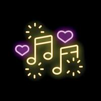 Neon love song playing with hearts and sparkles background vector