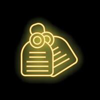 Neon tags glowing on black background vector
