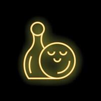 Neon sign showing bowling pin and ball with a smiley face vector