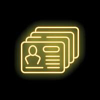 Neon icon of id cards representing user profile information vector