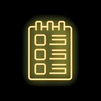 Glowing neon line checklist icon isolated on black background vector