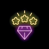 Neon sign of a diamond shining with three stars on top vector