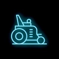 Blue neon icon of a tractor working in the field vector